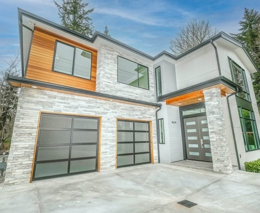 A residential garage door built in a modern house